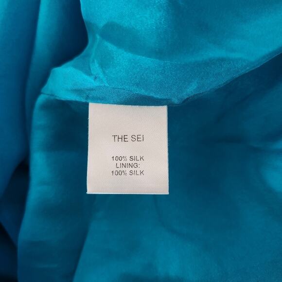 The Sei for FWRD Asymmetric Strappy Gown in Aqua Blue Size 8 Silk Sleeveless - Picture 14 of 16